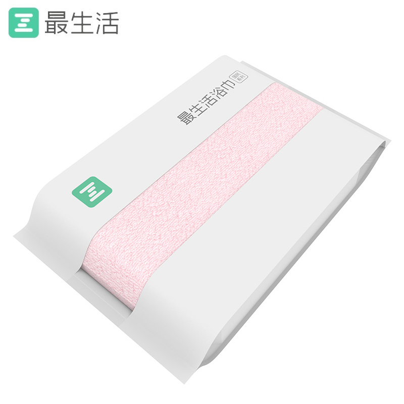 最生活（a-life） A-1181新疆长绒棉密封浴巾 纯棉强吸水 国民系列大浴巾 粉色 70*140cm