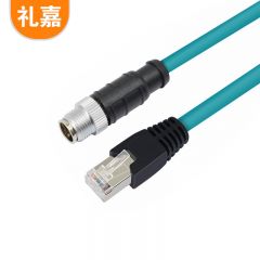 礼嘉（LIJIA）M12转RJ45工业网线航空插头 8针X型25米 高柔工业相机网线 千兆屏蔽以太网拖链电缆 耐折弯 LJ-M12-8X25
