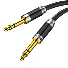 秋叶原 QS9914T5发烧级6.5mm单晶铜音频线 6.35大三芯公对公 音响箱麦克风吉他调音台功放连接 5米