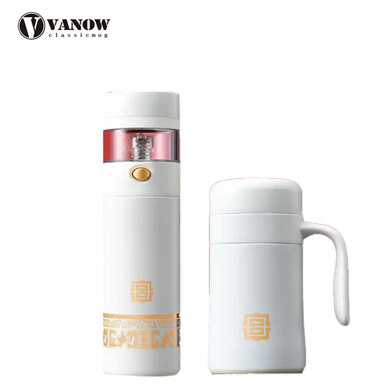 Vanow 保温杯男高档送礼盒套装保温杯 VO-FCJG优雅白500ml/480ml