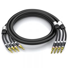 秋叶原 QS9918T3发烧级音响喇叭线单晶铜香蕉头音频线 HiFi级胆机功放接音箱连接线2对3米
