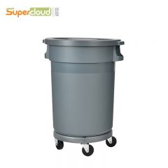 舒蔻(Supercloud) 圆形带盖垃圾桶（带轮） 80L 灰 个