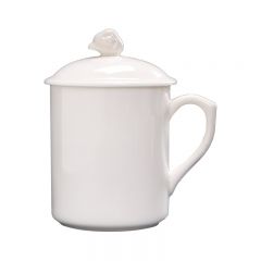 宜杯子 中国白羊脂玉瓷茶杯白陶瓷杯带盖办公室水杯单杯家用个人杯子商务会议杯带手柄老板杯 瓷杯礼盒装 羊脂玉瓷慕白办公杯360ml