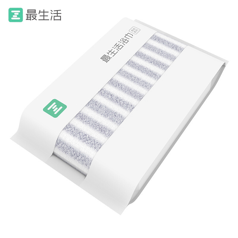 最生活（a-life） A-1173新疆长绒棉加厚条纹浴巾强吸水速干成人大浴巾145*70cm灰色