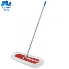 兰诗（LAUTEE） 螺丝扣款大号钢杆尘推 商用酒店物业平板拖把 红色-100厘米 GJ-0132
