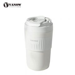 Vanow 咖啡杯吸管保温杯水杯高颜值便携随手杯VO-RZ45-C【陶瓷内胆】 优雅白450ml