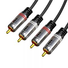 秋叶原 QS3551T10 双莲花头音频线2RCA公对公 二对二红白AV音频信号 DVD电脑电视接音响功放线 10米