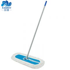 兰诗（LAUTEE）螺丝扣款大号钢杆尘推 商用酒店物业平板拖把 蓝色-120厘米 GJ-0140