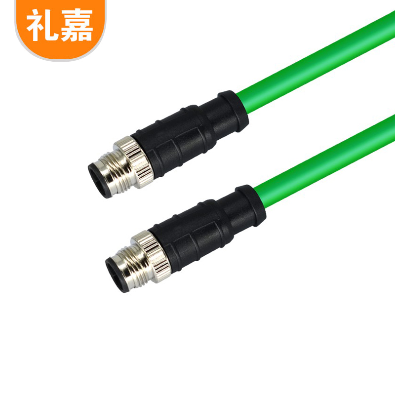 礼嘉（LIJIA）M12转M12公对公 D型4芯工业级网线30米 高柔性编码器通讯线 拖链电缆 工业相机传感器线缆 LJ-M12-4D30