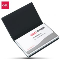 得力（deli） 便携商务名片盒 办公皮面名片夹 办公用品 黑色7628