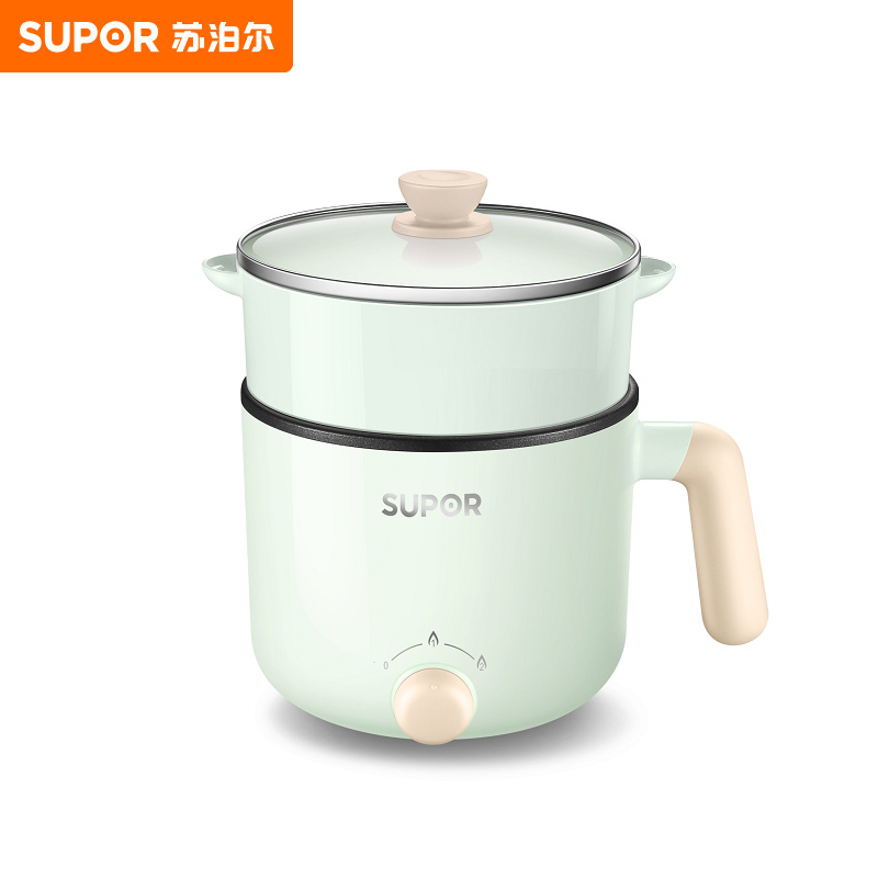 苏泊尔（SUPOR） H12YK29不沾内锅蒸炖煮涮极简旋钮2档火力电煮锅600W