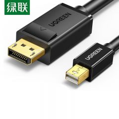 绿联（UGREEN） Mini DP转DP转接线 4K高清雷电公对公转换线 适用Surface苹果Mac接显示器 MD105 1.5米 黑色