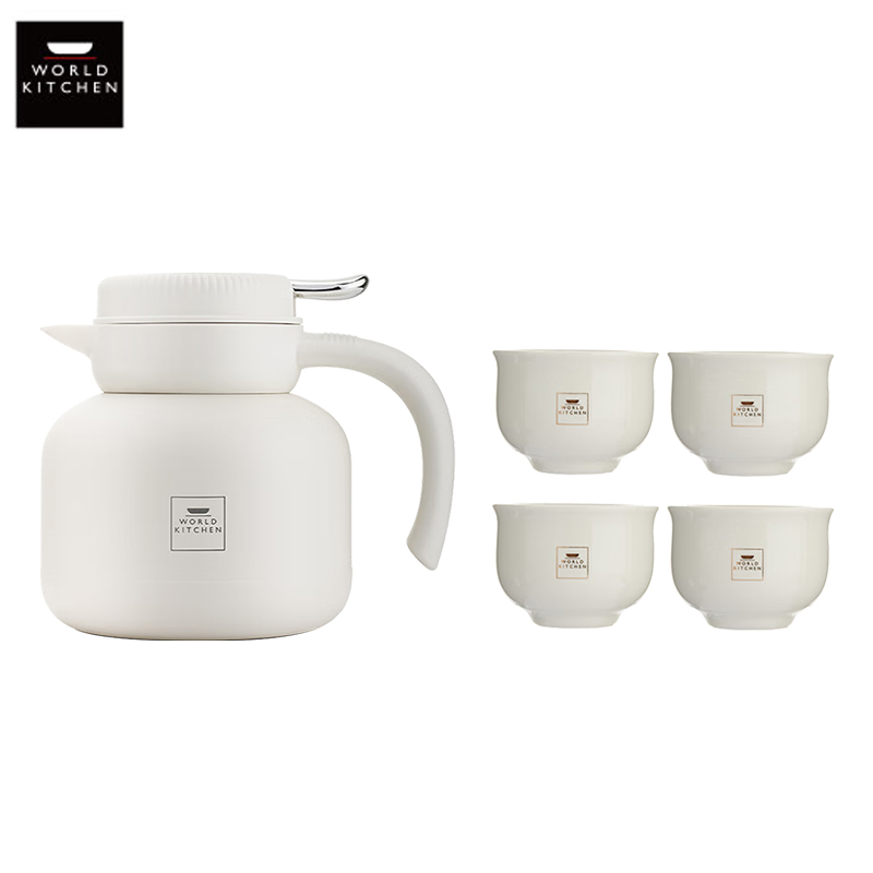 康宁（Corelle Brands） 温显焖茶杯壶五件组 WK-BH05J13C-JY/KZ 温显焖茶杯壶五件组