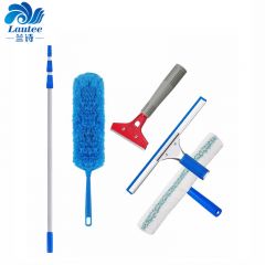 兰诗（LAUTEE）伸缩杆玻璃清洁套装玻璃擦 （三节杆6米+玻璃刮+T头擦+铲刀+除尘掸） L-2022