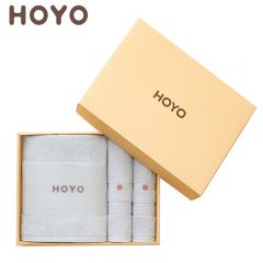 HOYO 3505臻品长绒棉和风腾纹毛浴三件套浅灰