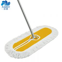 兰诗（LAUTEE）螺丝扣款大号钢杆尘推 商用酒店物业平板拖把 黄色-90厘米 GJ-0128
