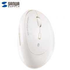 山业（SANWA） SUPPLY 人体工学蓝牙鼠标 垂直竖握 游戏办公 蓝光LED 5键 3档DPI 白色光面 蓝牙（无接收器）BT18W