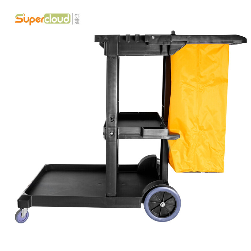 舒蔻(Supercloud) 多功能保洁清洁车 多层手推车 无盖 SK-330 黑色 台