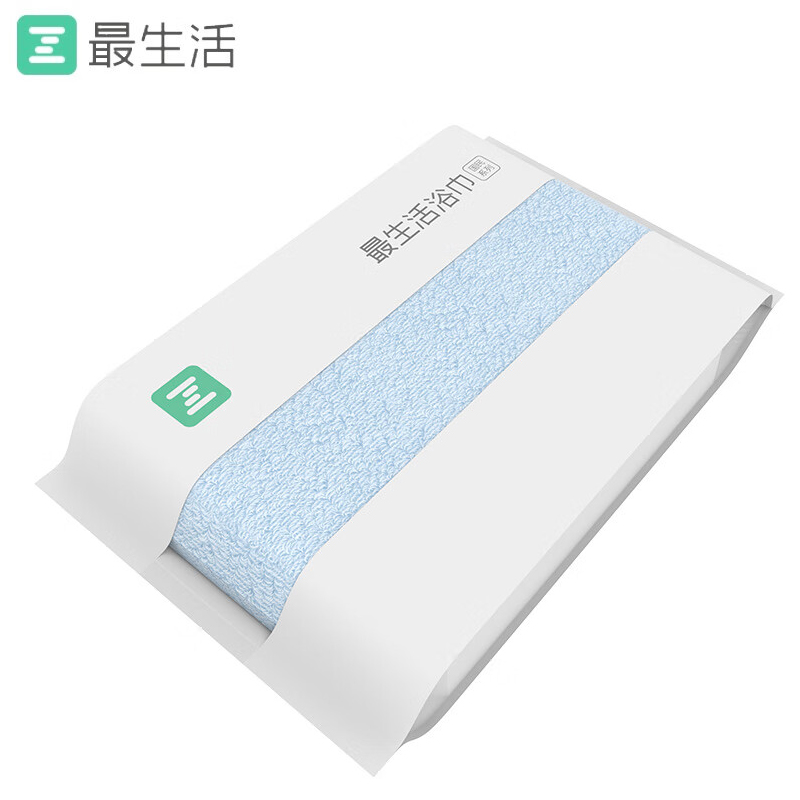最生活（a-life） A-1181新疆长绒棉密封浴巾 纯棉强吸水 国民系列大浴巾 蓝色 70*140cm