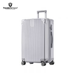 旅选（Traveler'sChoice） TC-LX80138 包角条纹铝框拉杆箱 银色 20寸