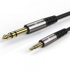 秋叶原  QAD19BKT10 3.5mm转6.5mm公对公音频线 手机电脑音响箱线连接线 6.35调音台转换线 10米