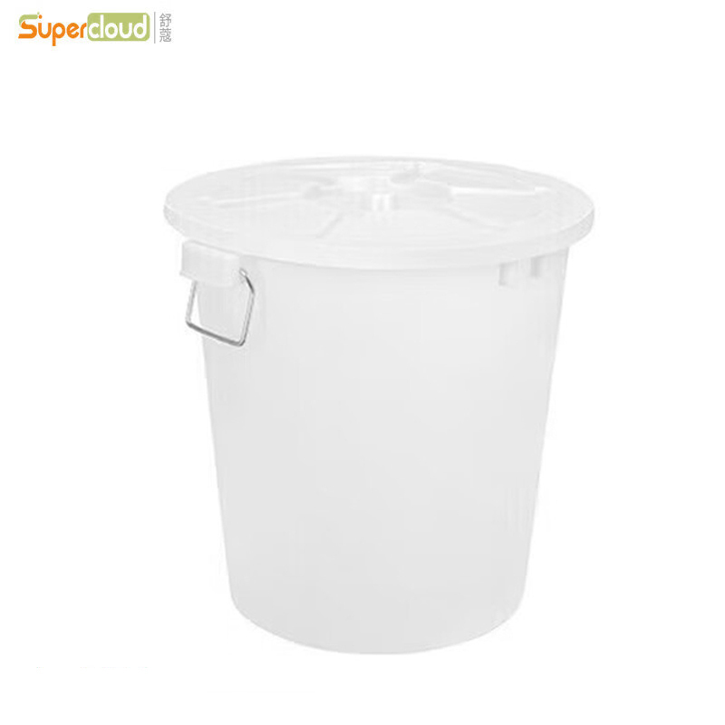 舒蔻(Supercloud) 塑料圆形垃圾桶 带盖150L 白色 个