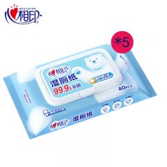 心相印 湿厕纸系列湿巾40片*5包柔润呵护屁屁更娇嫩一冲即散