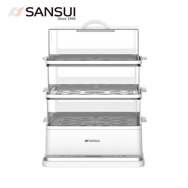山水（SANSUI） SZG60K多功能锅电蒸锅三层蒸笼预约保温24升大容量蒸汽锅 白色+食品级材质+高温断电防干烧版