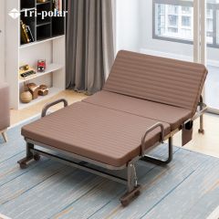 三极户外（Tri-Polar） 简易折叠床办公室午休午睡床保姆陪护海绵垫滑轮移动TP1015 咖色 190*90*31cm