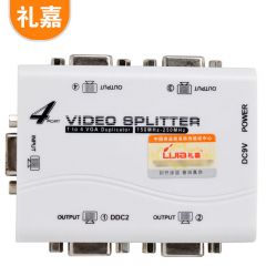 礼嘉（LIJIA） LJ-8604 VGA分配器一分四 高清视频1进4出分屏器 一进四出分频器 VGA显示器视频扩展器 250HZ