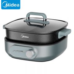 美的（Midea） 鸳鸯速沸电火锅6升大容量大火力煎煮炒炖焖多功能分体式不沾电煮锅蓝色MC-HGS303003一台