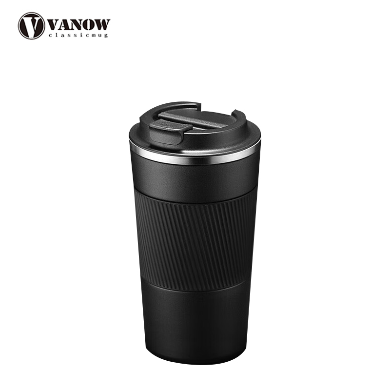 Vanow 陶瓷内胆咖啡杯保温杯便携学生女随行水杯子咖啡杯VO-COF-B3-C波旁黑 500ml