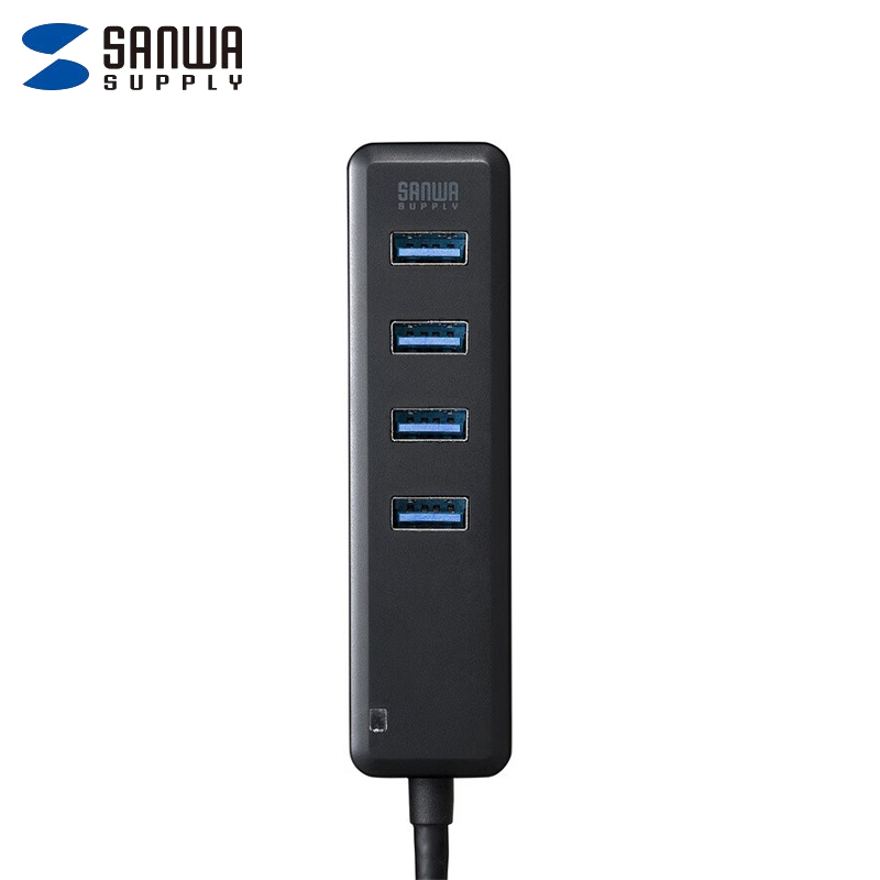山业（SANWA ）USB-3H405BKN 4口USB3.2集线器扩展坞磁铁吸附一拖四黑色