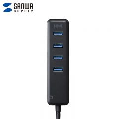 山业（SANWA ）USB-3H405BKN 4口USB3.2集线器扩展坞磁铁吸附一拖四黑色