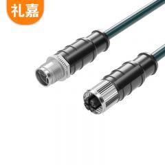 礼嘉（LIJIA） 8针X型 M12转M12 工业屏蔽网线20米 高柔工业相机传感器拖链电缆屏蔽耐折 公对母 LJ-8MX20