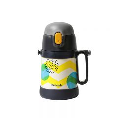 孔雀（Peacock）儿童保温杯吸管316不锈钢保温杯小学生吸管水杯双盖保温杯子400ml 吸管盖400ml 海蓝色
