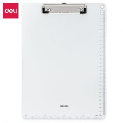 得力（deli）A4书写板夹 金属强力夹塑料文件夹 多功能写字垫板 银色 64504