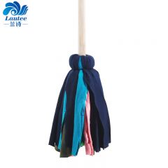 兰诗（LAUTEE）混色绒布拖把酒店物业商用老式木杆圆头拖把 10个装 DM-184