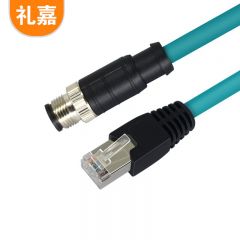 礼嘉（LIJIA） 8针A型M12转RJ45航空插头30米 高柔相机工业屏蔽网线拖链电缆 超柔屏蔽耐折弯耐磨康耐视 LJ-M12-8A30