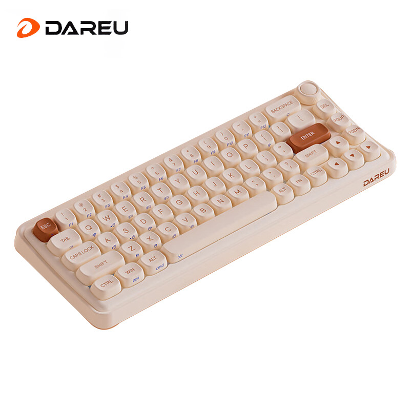 达尔优（dareu）小方糖Z68三模连接键盘PBT球帽键帽女生办公职场个性键盘 帆布白