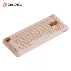 达尔优（dareu）小方糖Z68三模连接键盘PBT球帽键帽女生办公职场个性键盘 帆布白