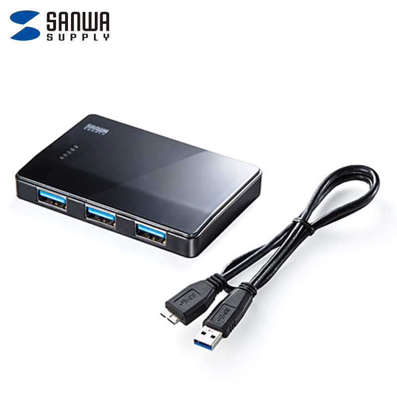 山业（SANWA ） 400-HUB025 轻薄 4口高速USB3.0集线器黑色