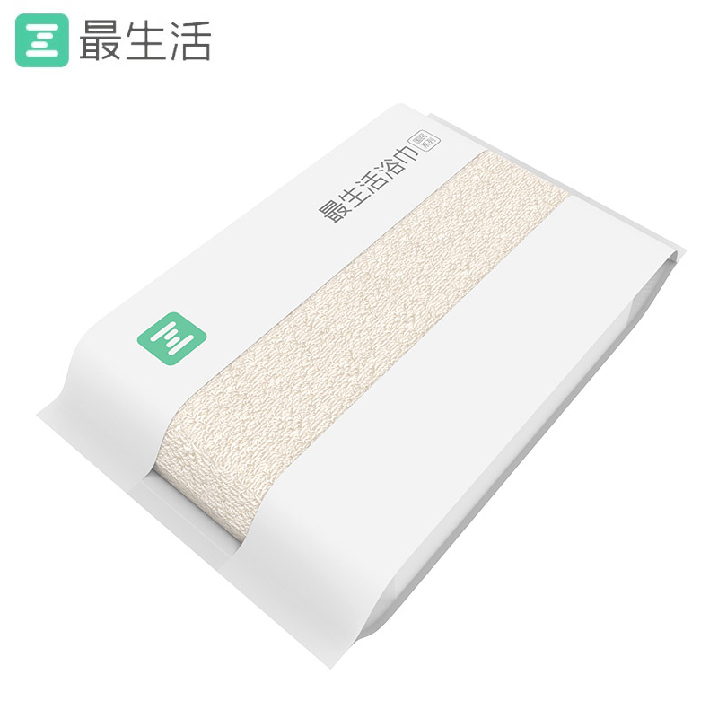 最生活（a-life） A-1181新疆长绒棉密封浴巾 纯棉强吸水 国民系列大浴巾 米色 70*140cm