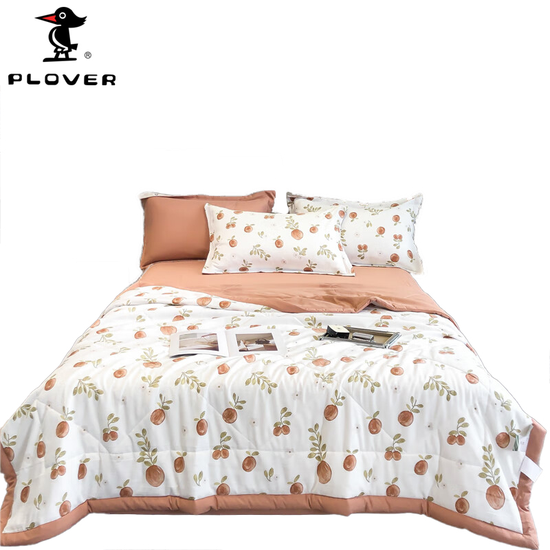 啄木鸟（PLOVER） 麻感棉夏被四件套-蜜橙200*230cm ZMN-XB019