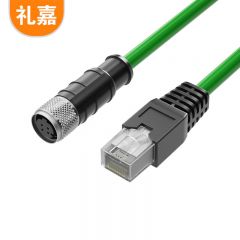 礼嘉（LIJIA）4针D型 M12转RJ45 工业屏蔽网线20米 高柔工业相机传感器拖链电缆屏蔽 公对母 LJ-8DR20
