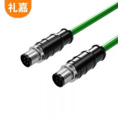 礼嘉（LIJIA）4针D型 M12转M12 工业屏蔽网线20米 高柔工业相机传感器拖链电缆屏蔽耐折 公对公 LJ-4RD20
