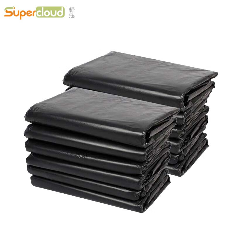 舒蔻(Supercloud) 垃圾袋平口 50*70cm*50只 2丝 黑色 捆