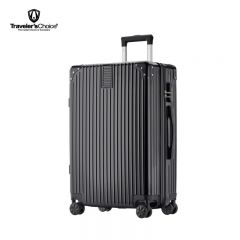 旅选（Traveler'sChoice） TC-LX80137 包角条纹拉链拉杆箱 黑色 20寸