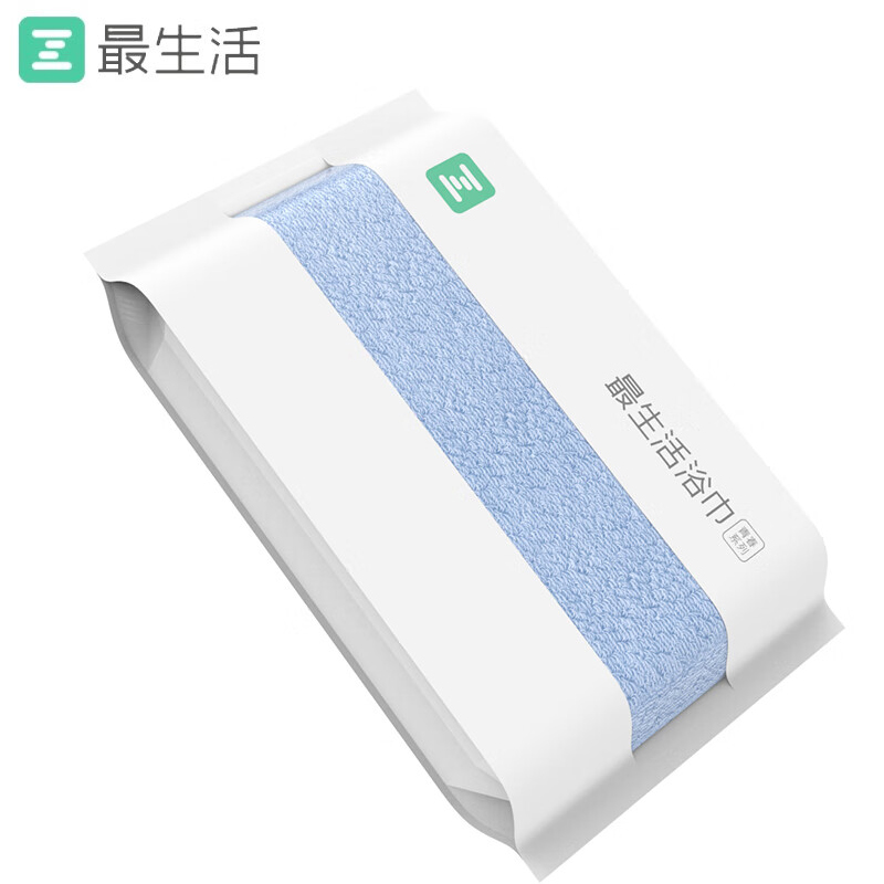 最生活（a-life） A-1194青春系列新疆长绒棉密封浴巾轻柔系列纯棉强吸水纯色成人大浴巾蓝色65*130cm