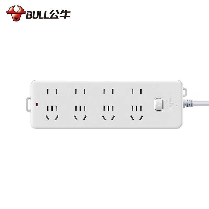 公牛（BULL） GN-705(S) 6位总控全长3米吸塑装延长线漏电保护插座/插线板/插排/排插/接线板/拖线板（2590）3*1.0*3m*6H